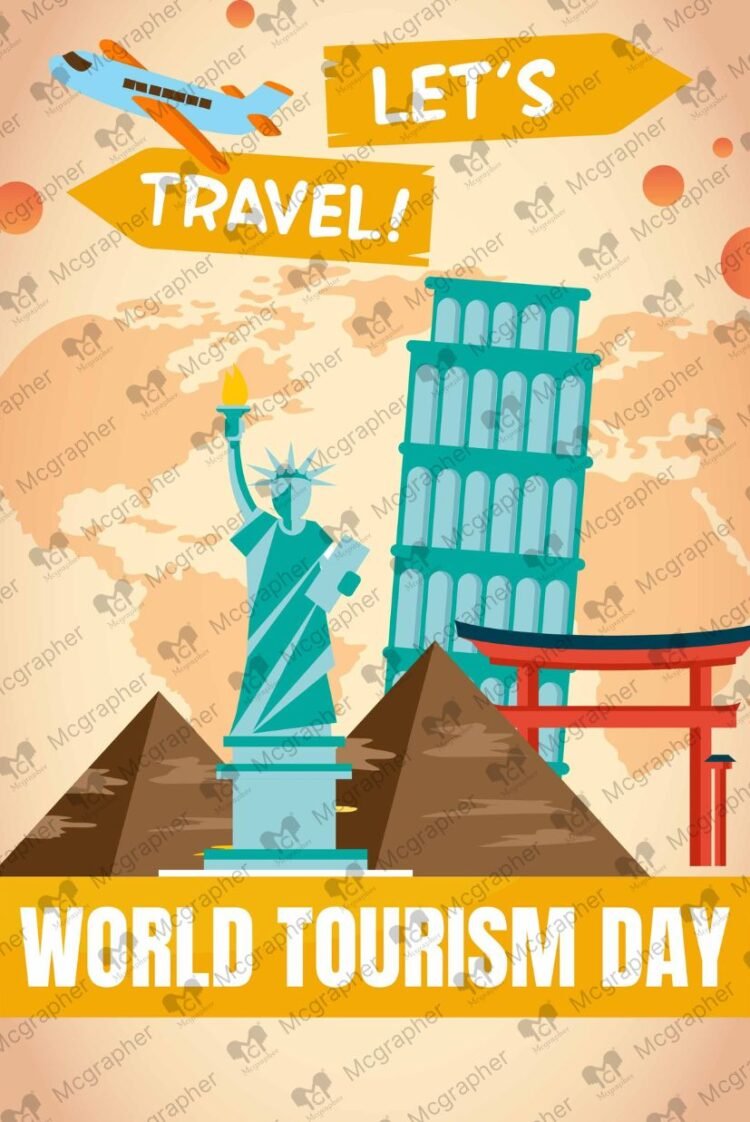 Happy Tourism Day travel vector illustration