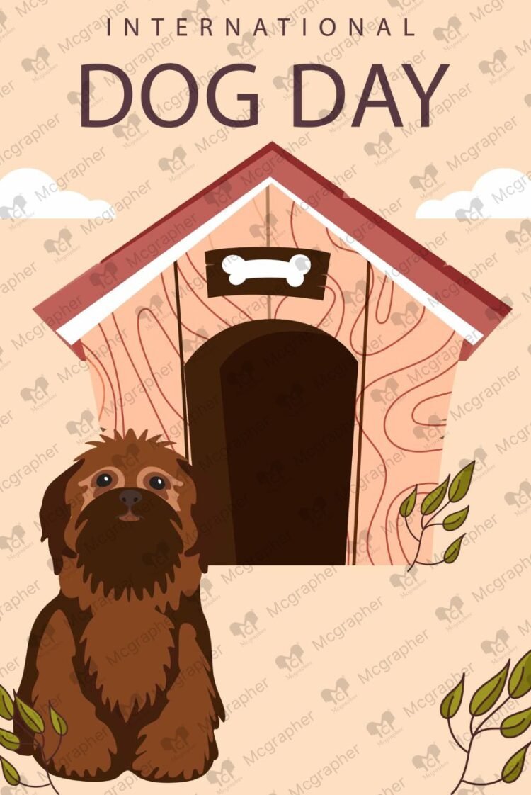 International Dog day puppy love vector illustration