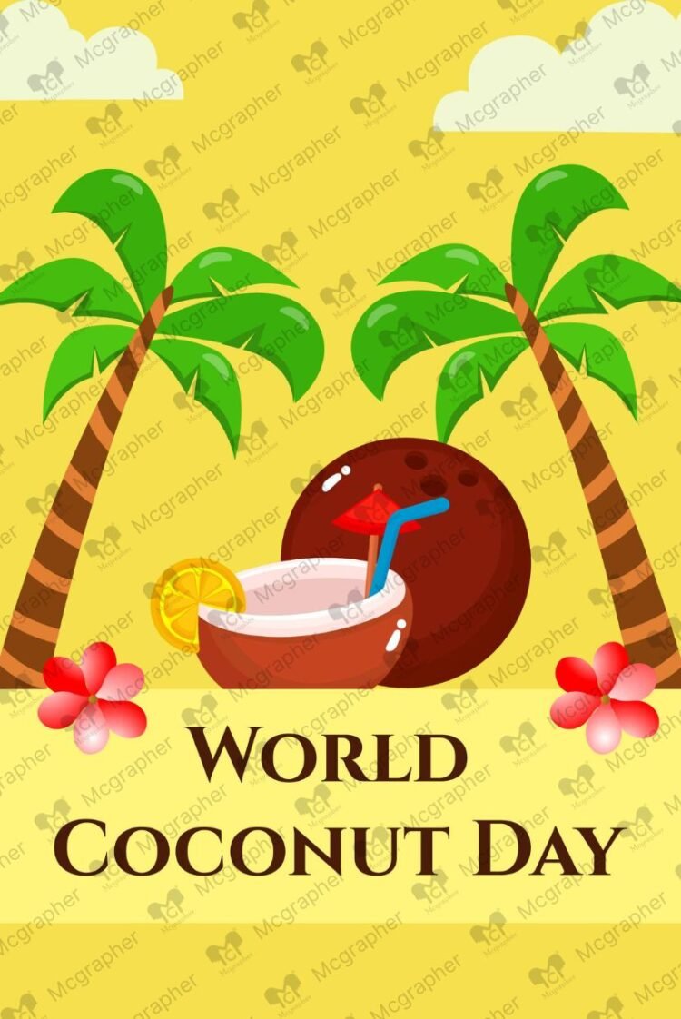 World Coconut day lover vector illustration
