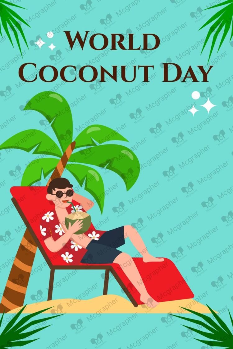 World Coconut day juice vector illustration