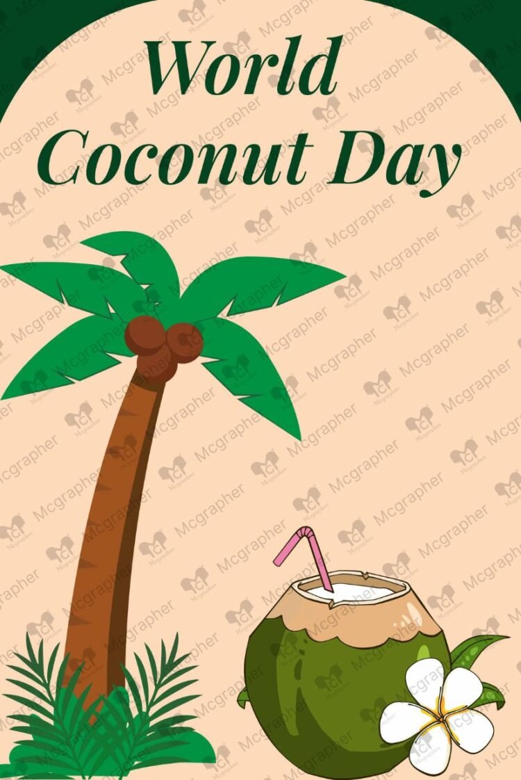 World Coconut day beach vector illustration
