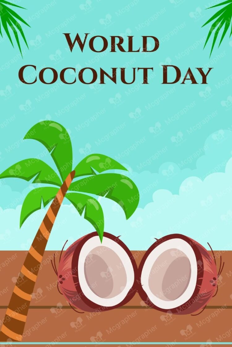World Coconut day tropical vibes vector illustration