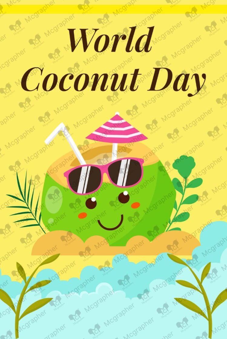 World Coconut day chilling vibes vector illustration
