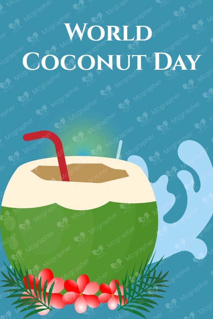 World Coconut day chill vector illustration