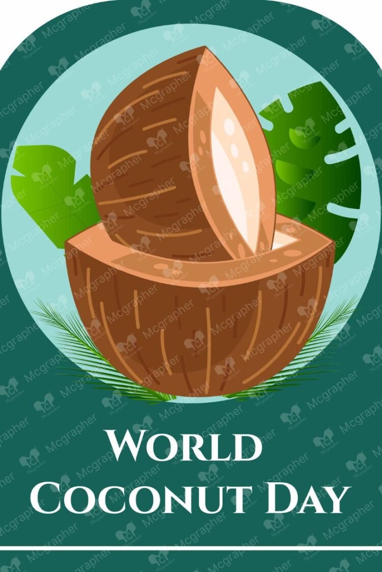 World Coconut day Fruit vector illustration