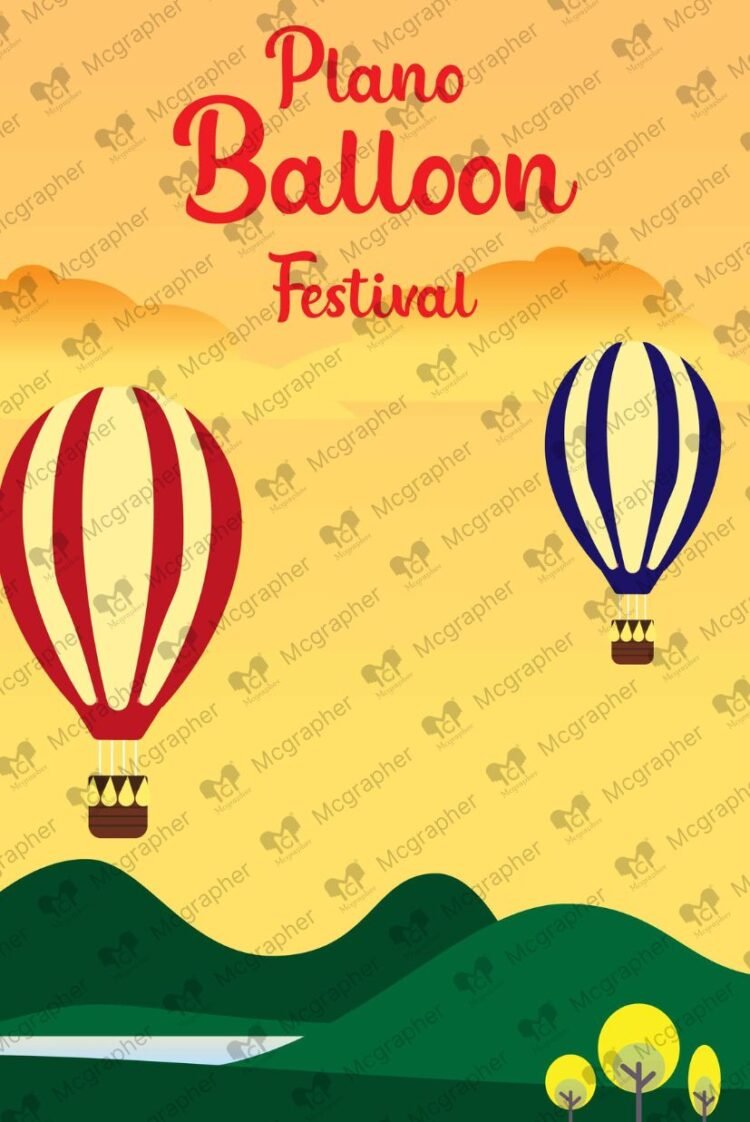 Plano Balloon Festival colorful vector illustration