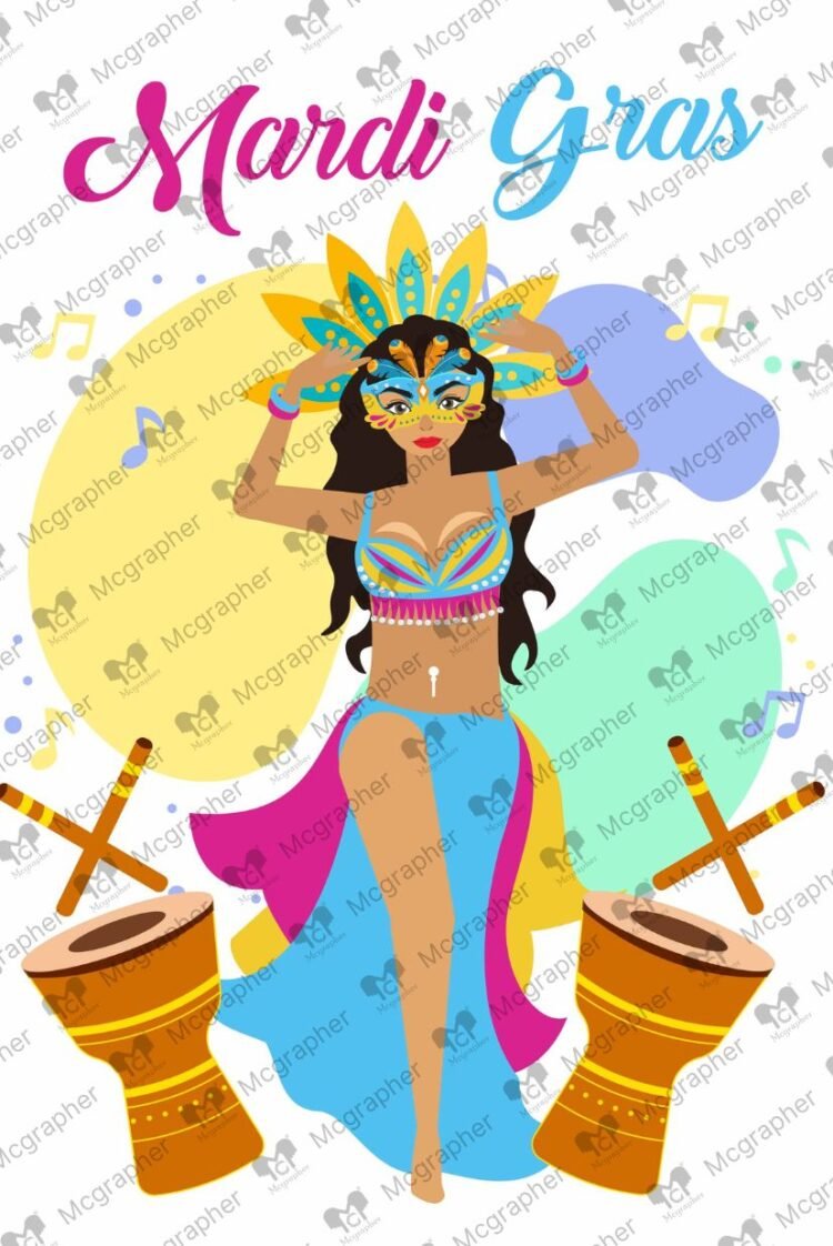 Mardi Gras Girl Dance Illustration
