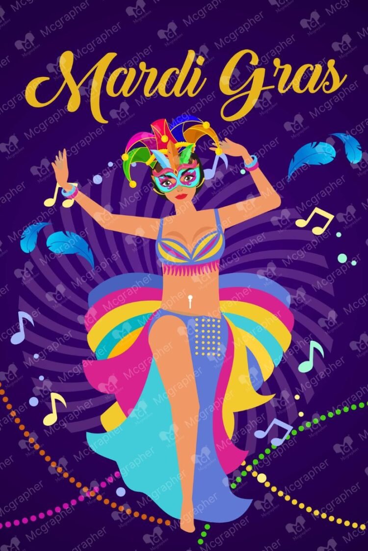 Mardi Gras Dance Girl Illustration
