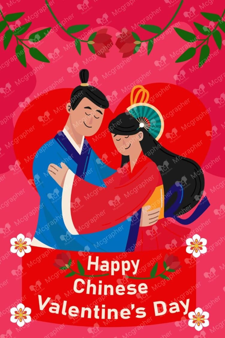 Happy China Valentine Day love vector Illustration