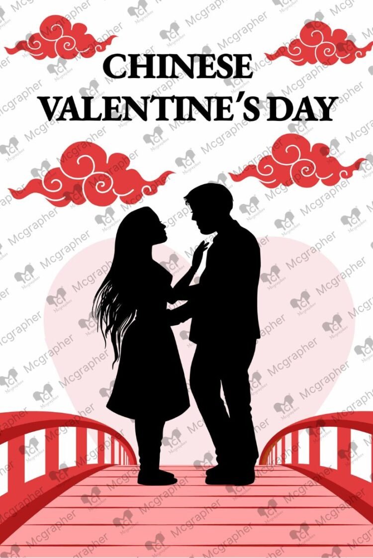 China Valentine Day lovely couple vector Illustration