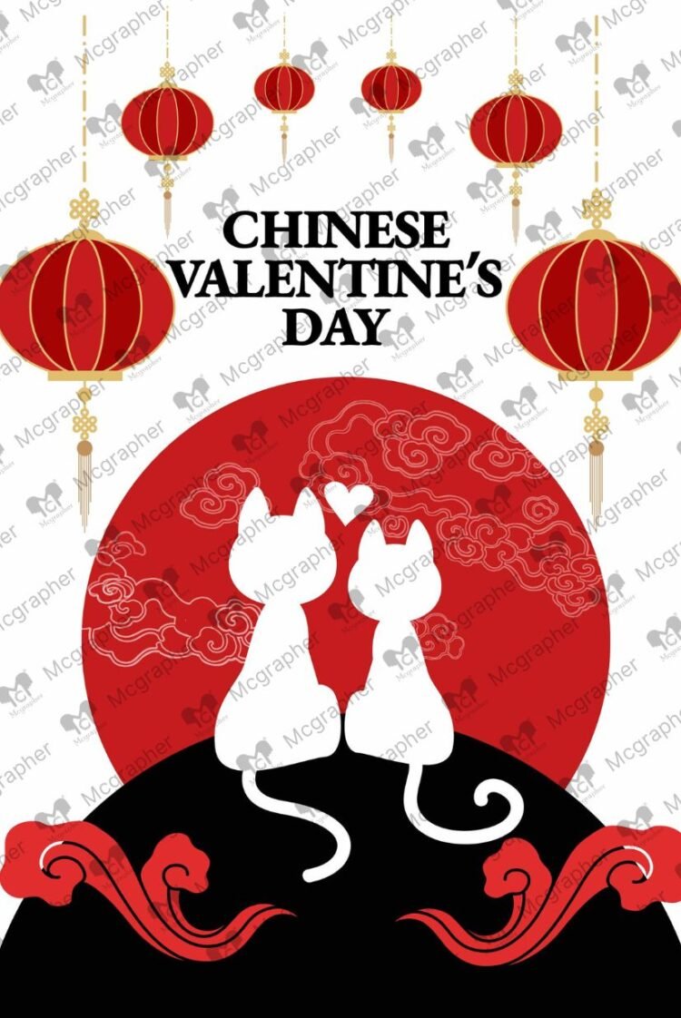 China Valentine Day couple vector Illustration