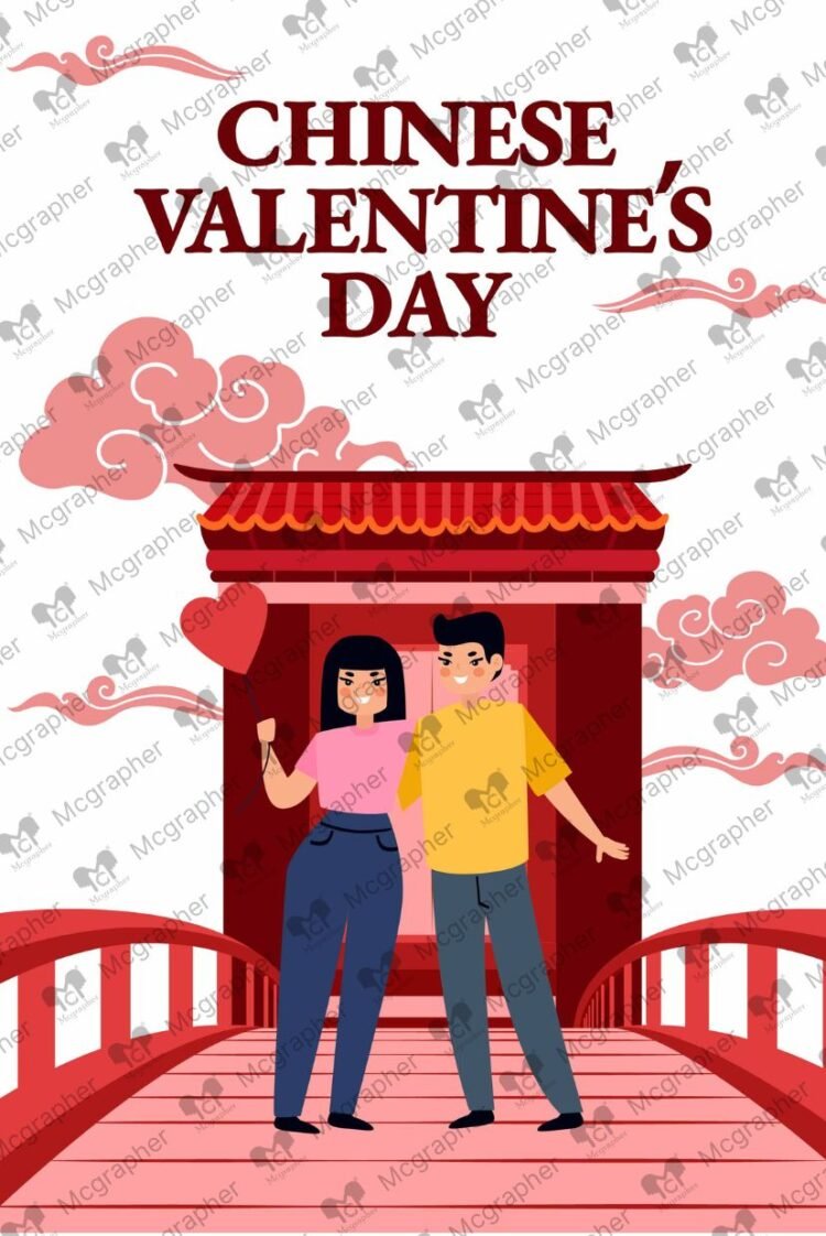 China Valentine Day lovers vector Illustration