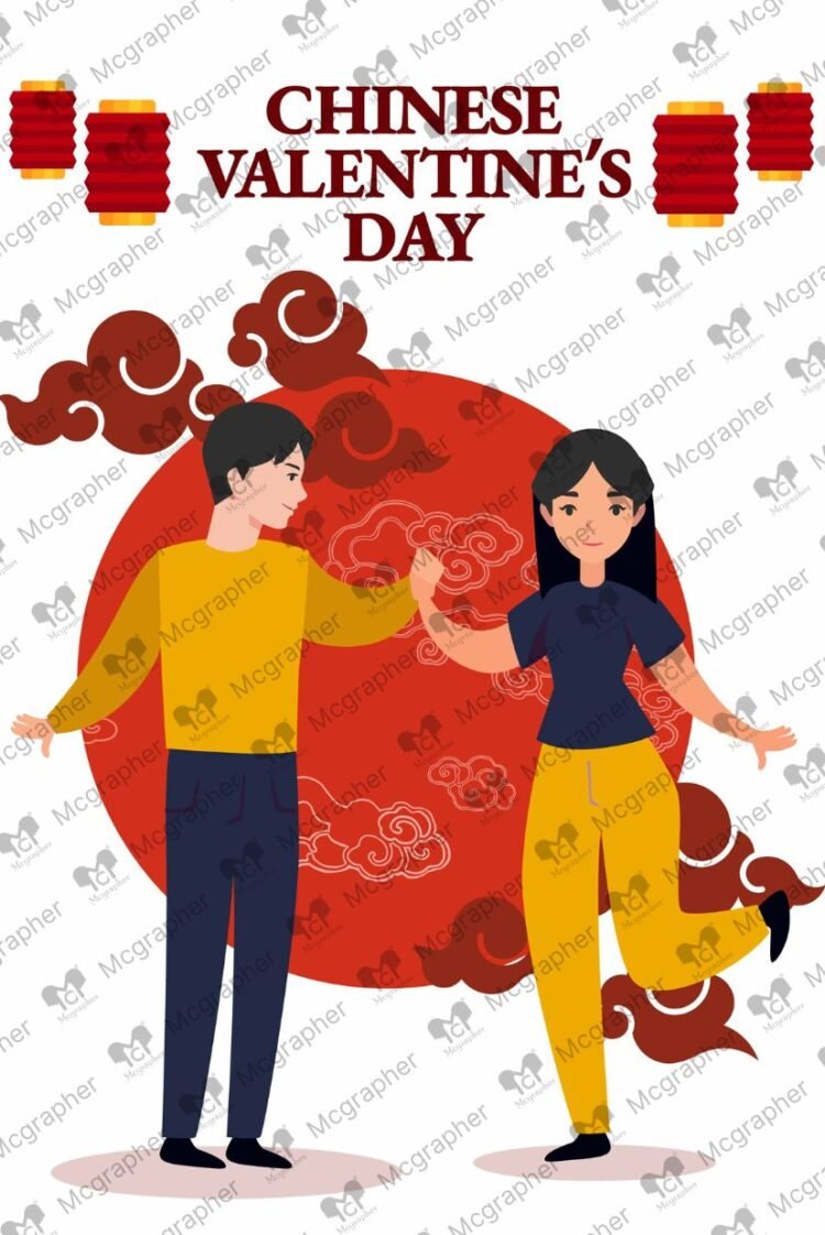 China Valentine Day Festival tale vector Illustration