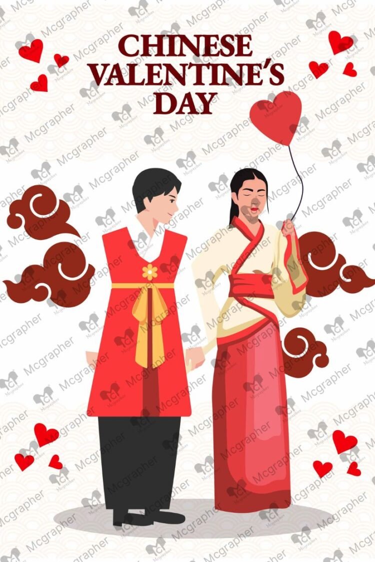 China Valentine Day tale vector Illustration
