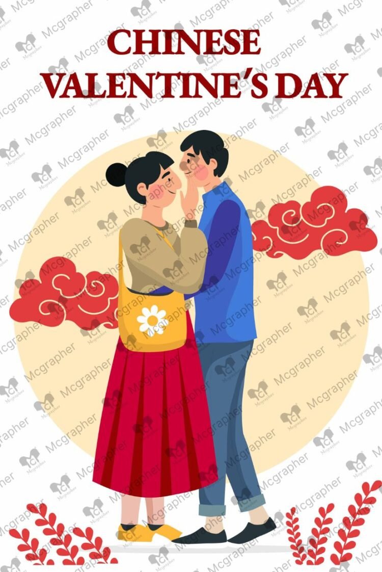 China Valentine Day tales vector Illustration