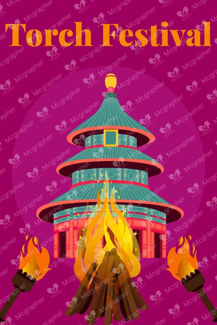 National Torch Day Event vector Illustration