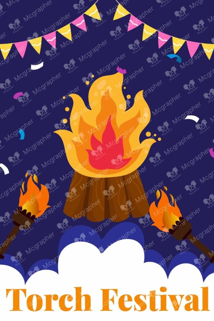 National Torch Day Fire Event vector Illustration