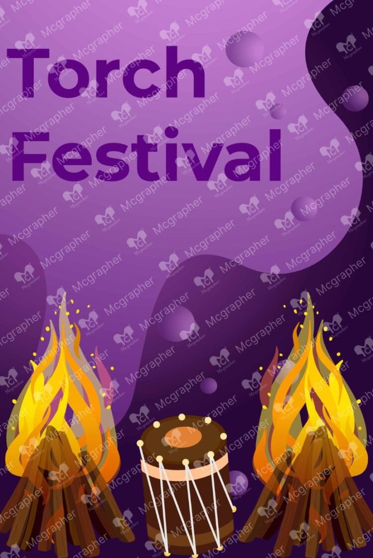 National Torch Day Fire Event Illustration