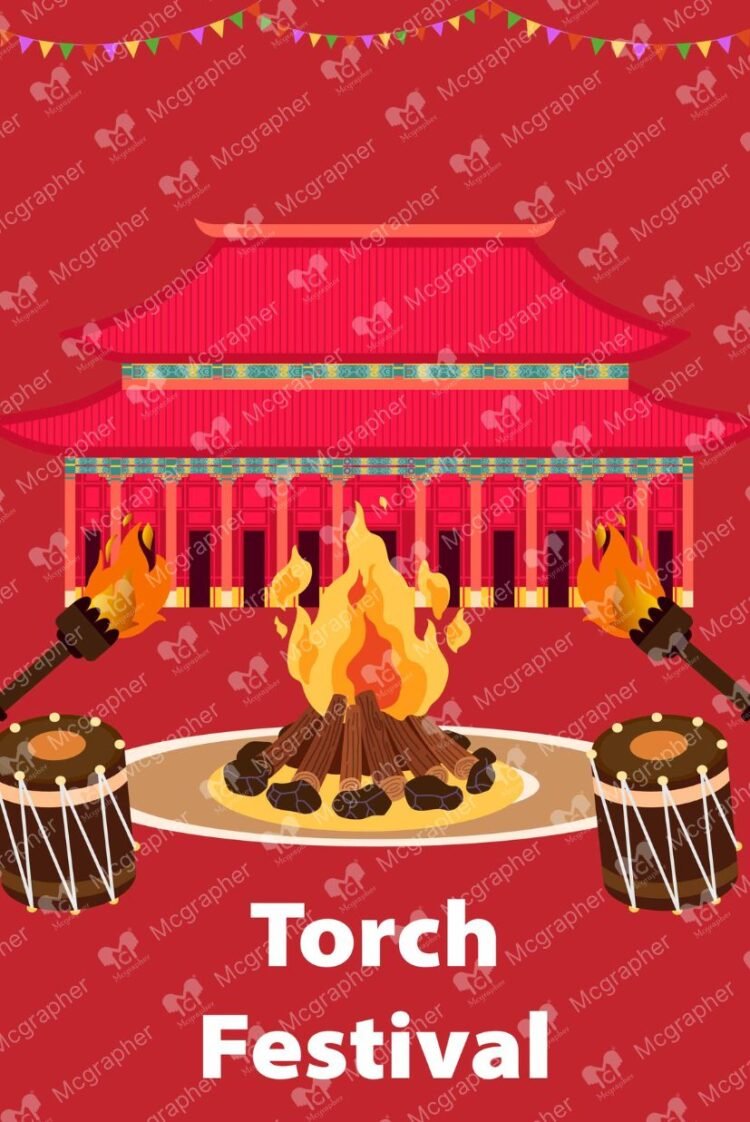 Torch Day Fire Lighting Event Illustration