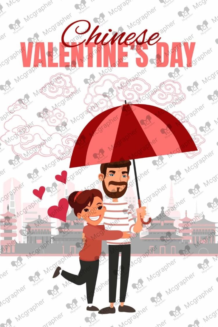 China Valentine Day lovely couple Illustration