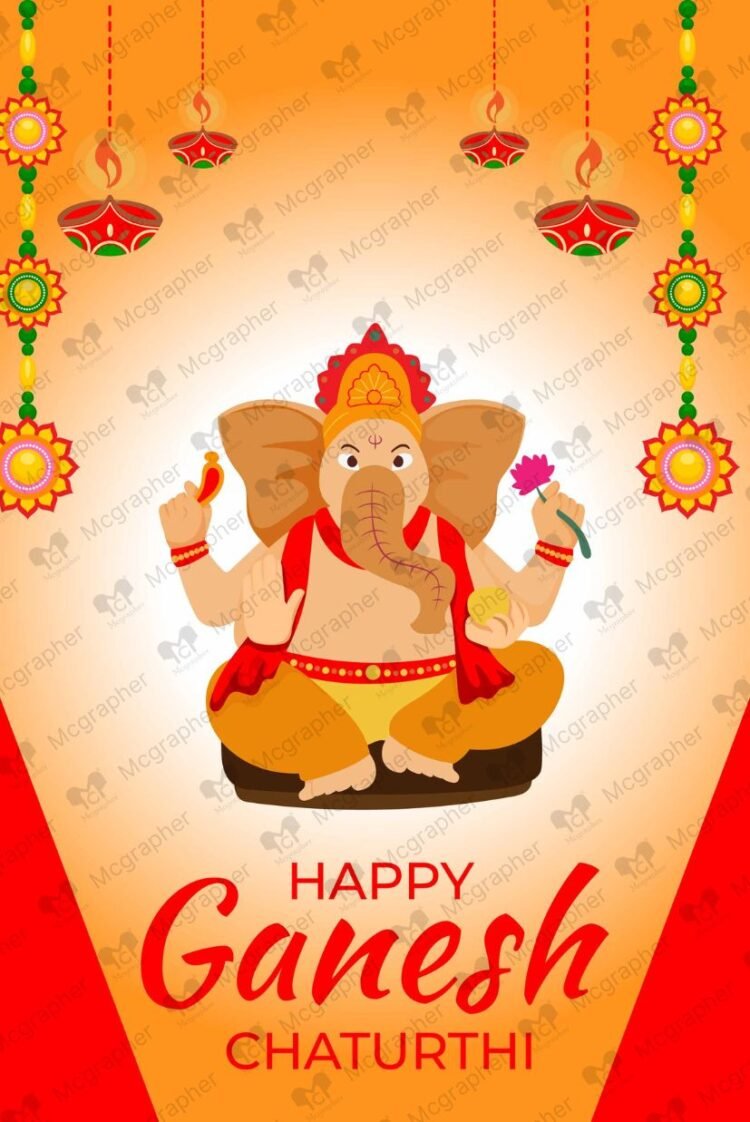 Ganesh Chaturthi Bappa Puja digital illustration