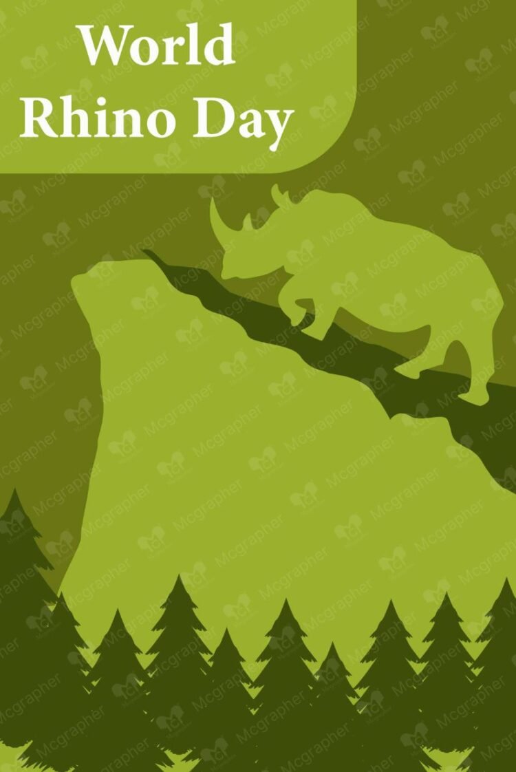 World Rhino Day Wildlife vector illustration
