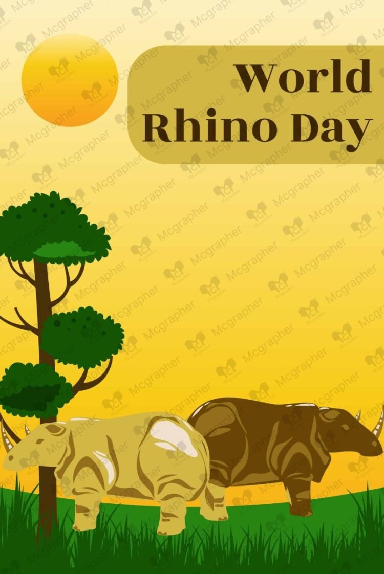 World Rhino Day Endangered Species vector illustration