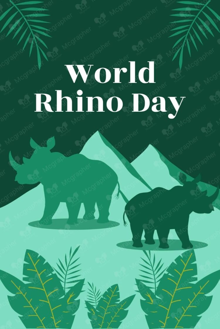Rhino Day Endangered Species vector illustration
