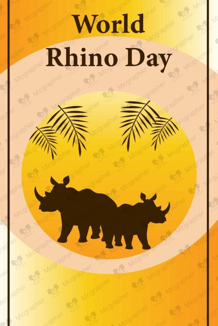 Rhino Day Endangered vector illustration