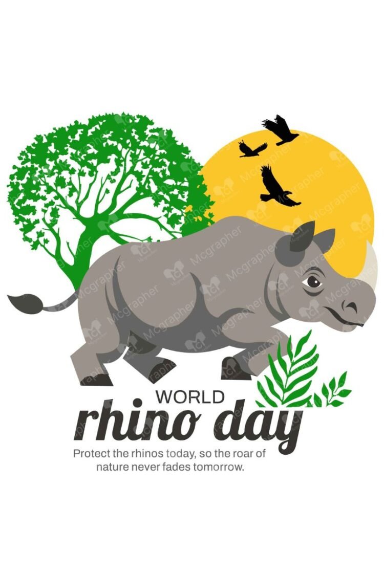 World Rhino Day endanger Species illustration