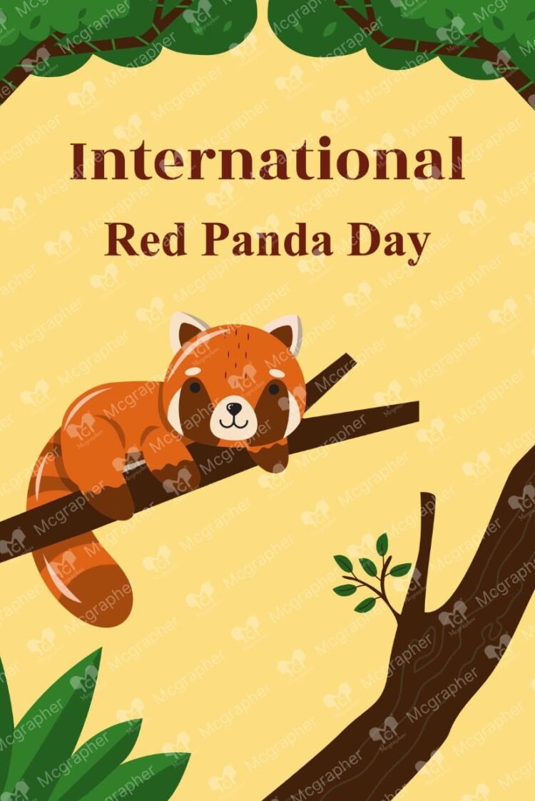 Red Panda Day Protect vector illustration