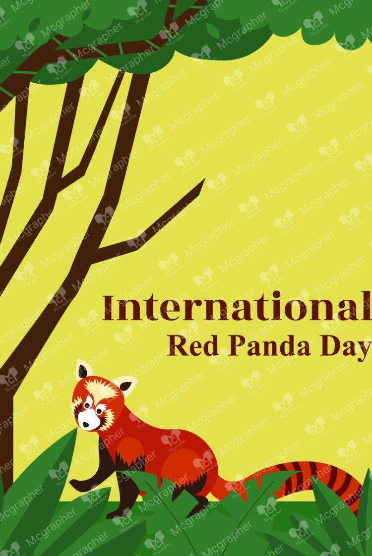 Red Panda Day Endangered vector illustration
