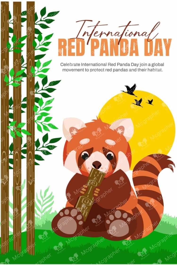 World Red Panda Day Species illustration