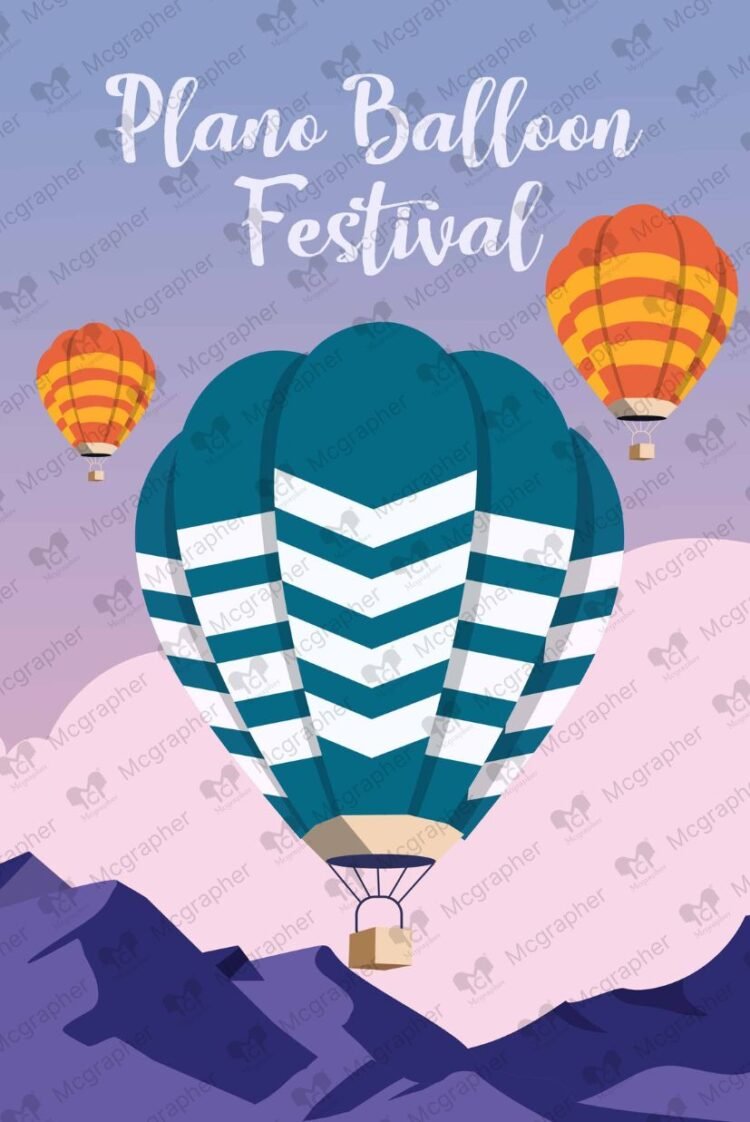 Plano Balloon sky festival illustration