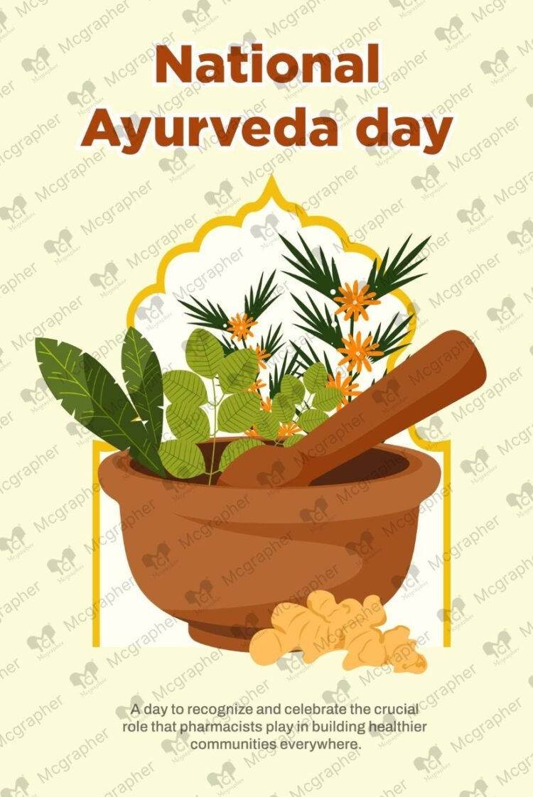 National Ayurveda Day Vedic vector illustration