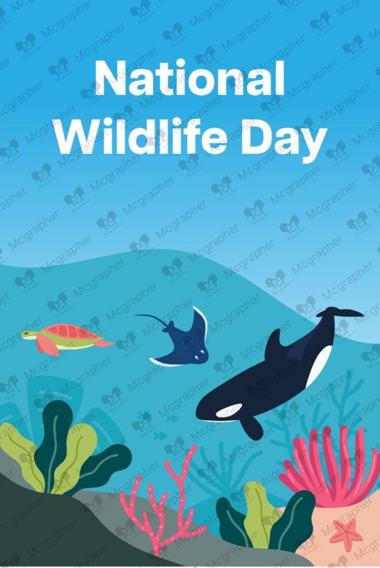 National Wildlife Day sea vector illustration