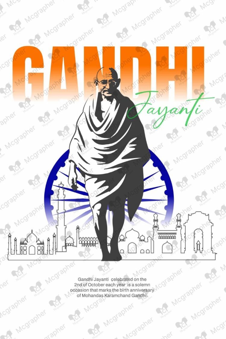 Gandhi Jayanti Nonviolence illustration
