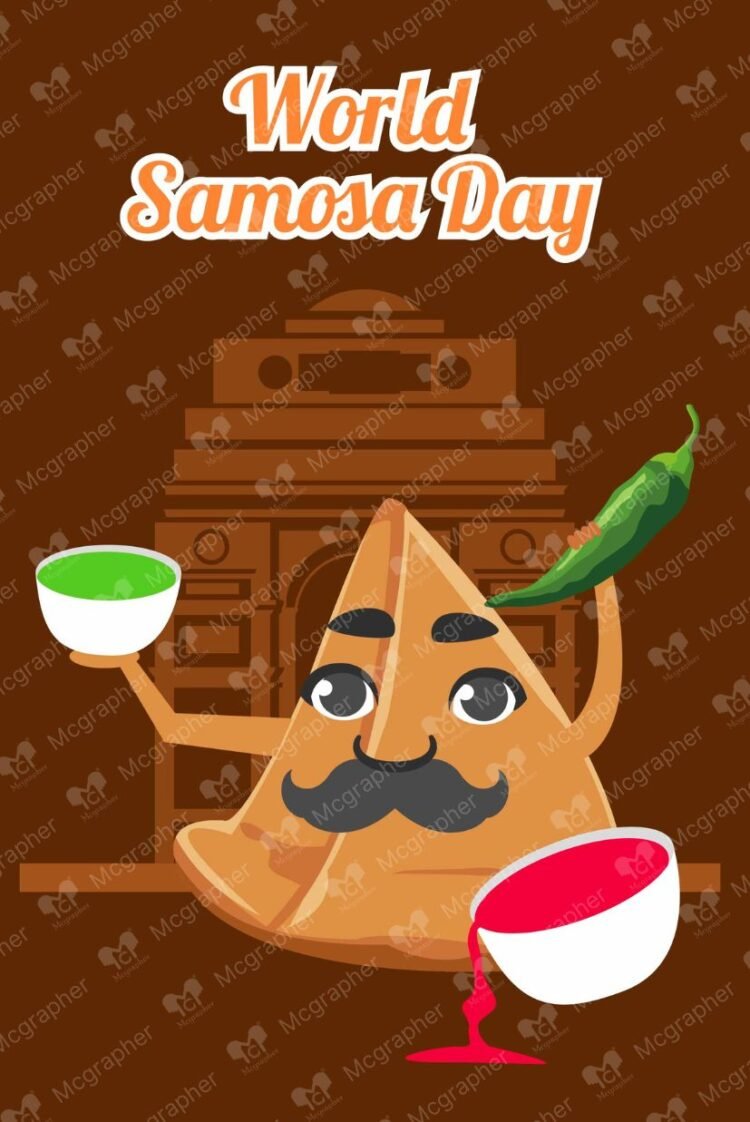 World samosa day fried snack illustration