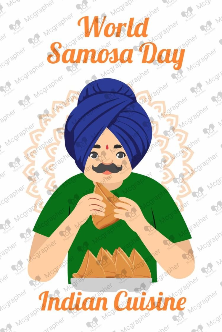World samosa day fried food illustration