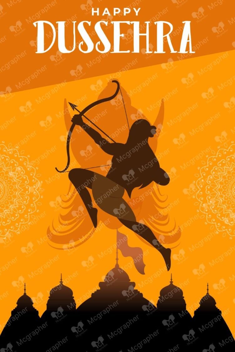 Happy Dussehra greeting illustration