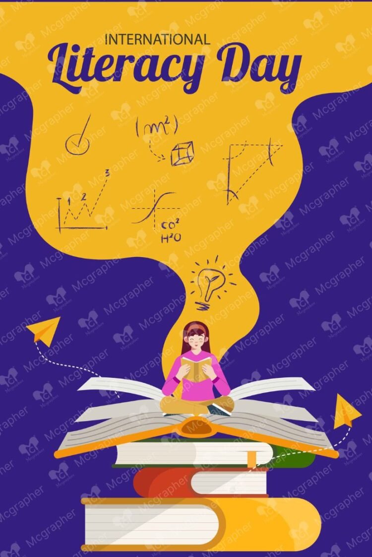 World Literacy Day study vector illustration