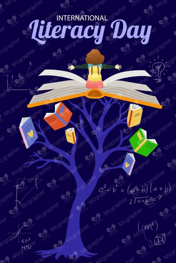 World Literacy Day Learning vector illustration