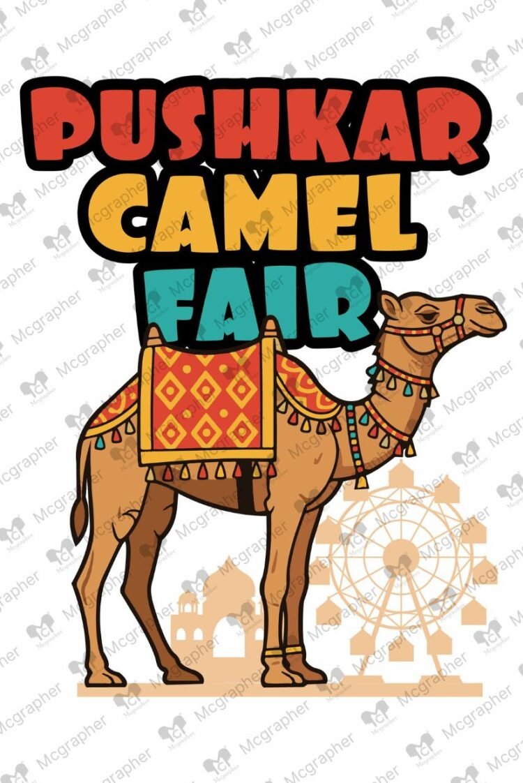 Pushkar Camel fair Indian illustration