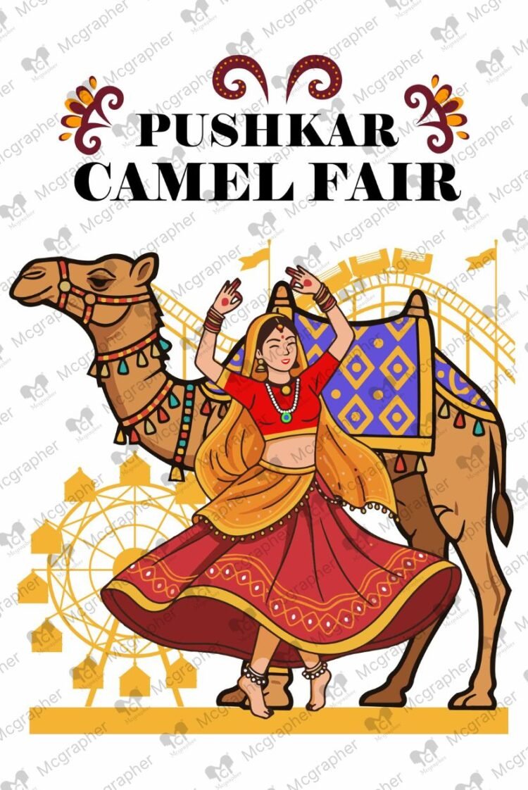 India Pushkar Camel fair illustration