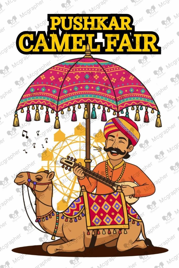 Indian Camel fair Pushkar illustration
