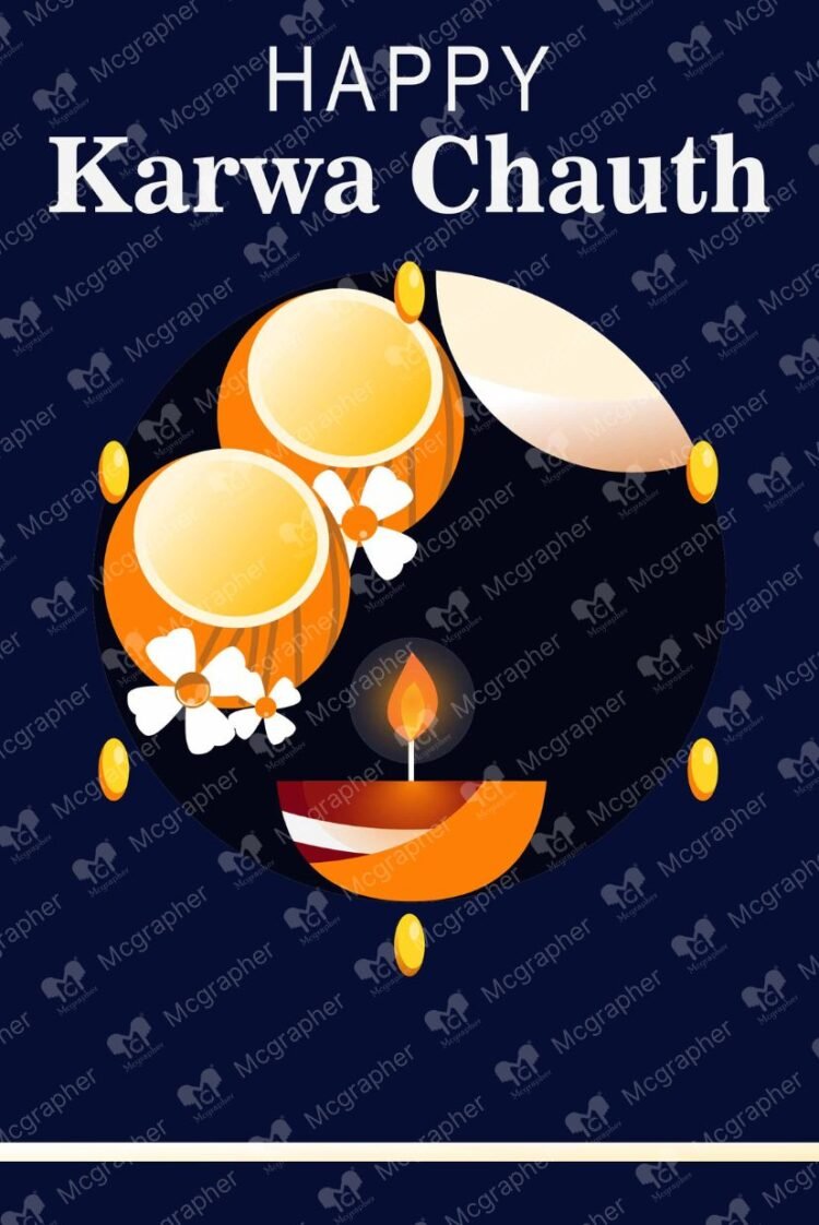 Happy Karwa Chauth fasting Vector illustration