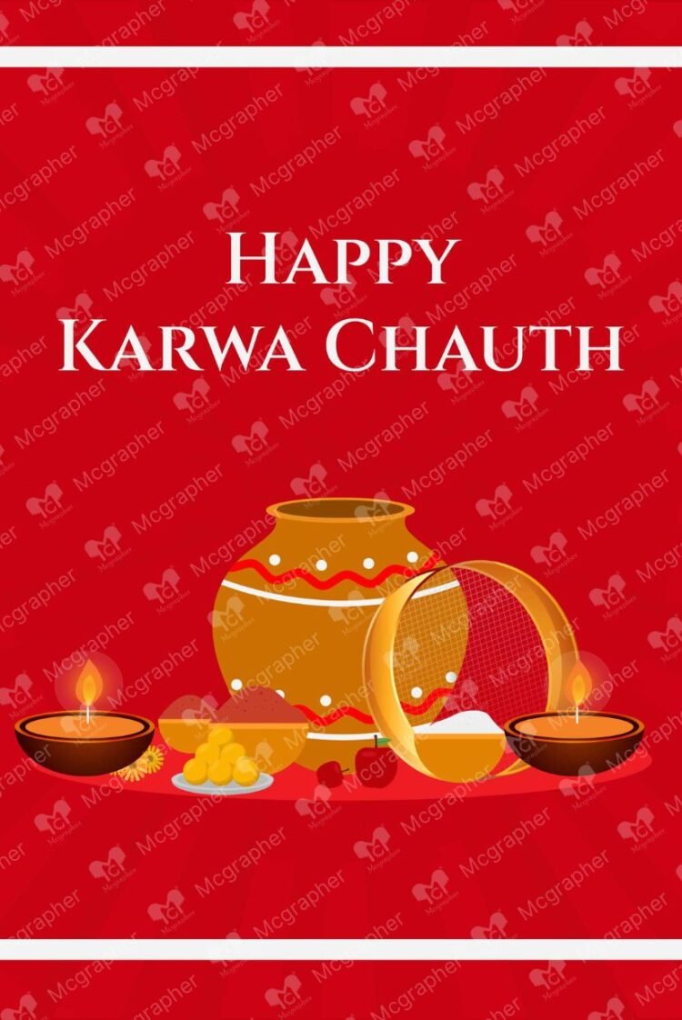Karwa Chauth festival Vector illustration
