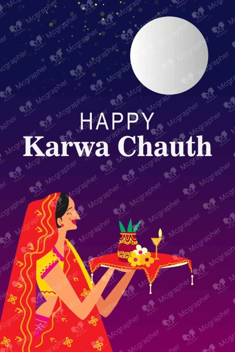 Happy Karwa Chauth festive vibes illustration
