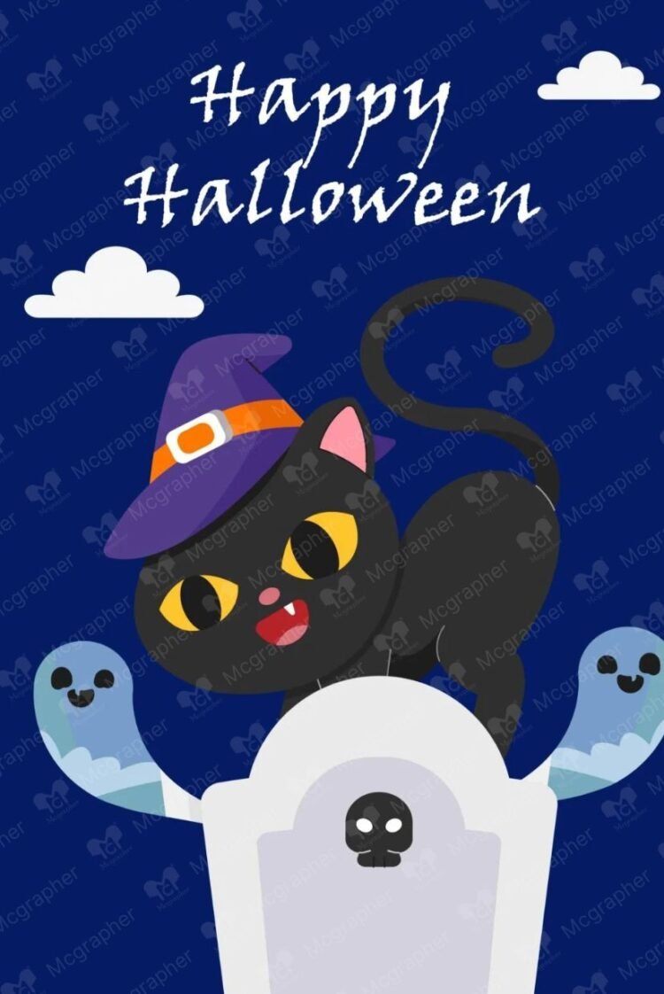 Halloween Creepy cat Illustration
