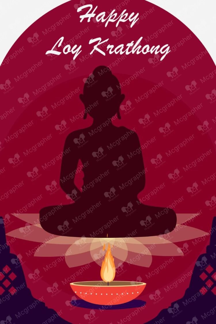 Loy krathong buddha Illustration